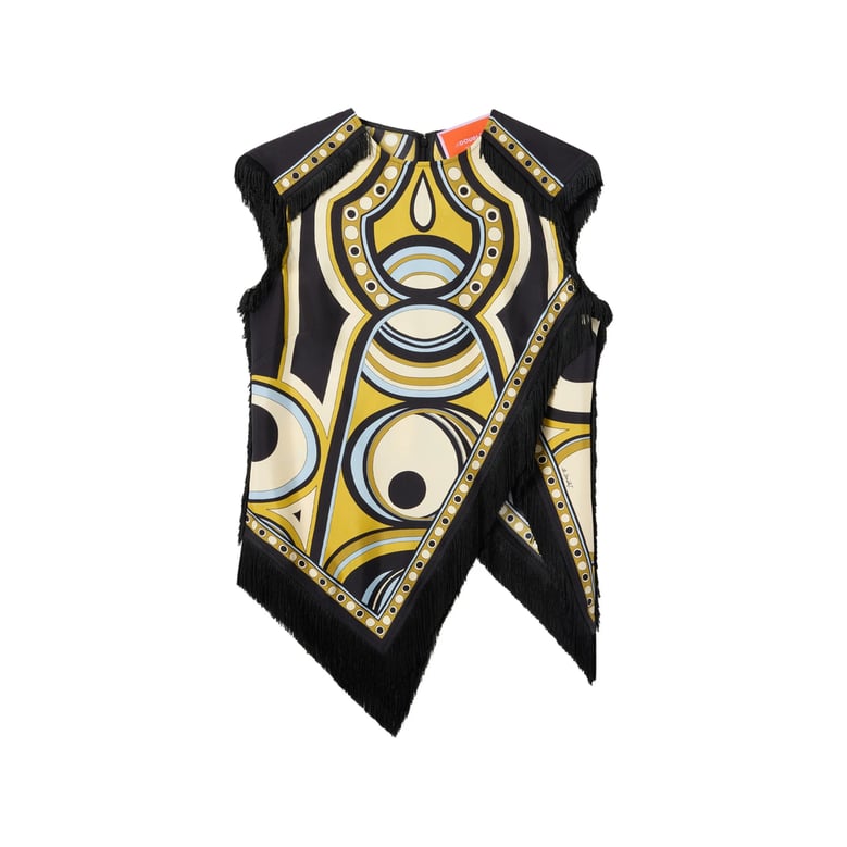 scarf top silk black/yellow by Selfnex