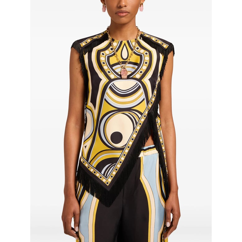scarf top silk black/yellow by Selfnex