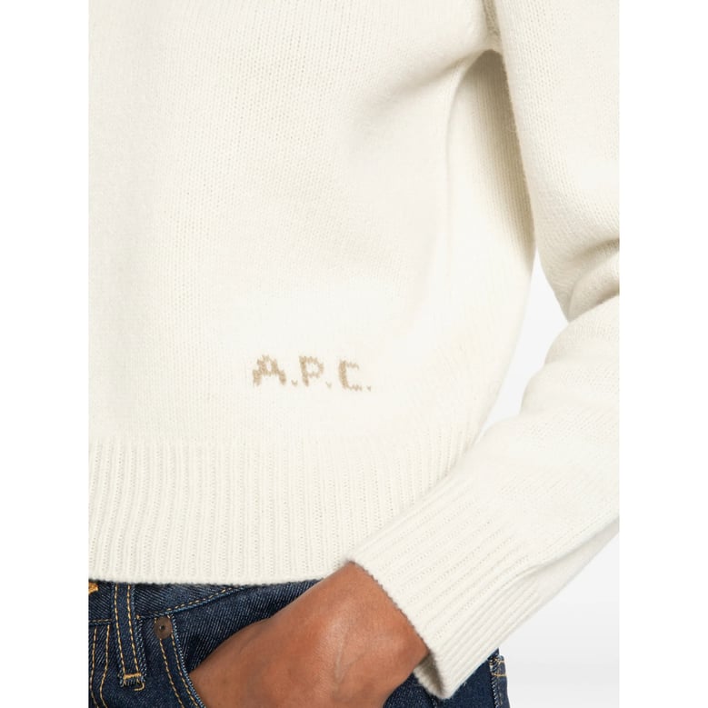 crew neck sweater ecru wool by Selfnex