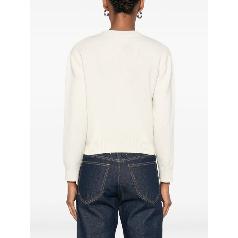 crew neck sweater ecru wool by Selfnex