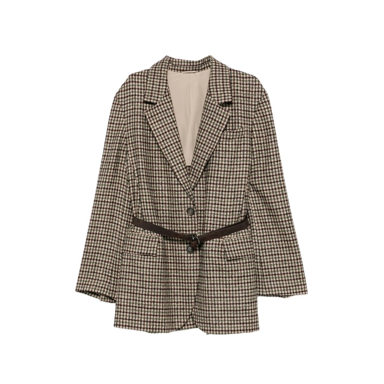 jacket brown check by Selfnex