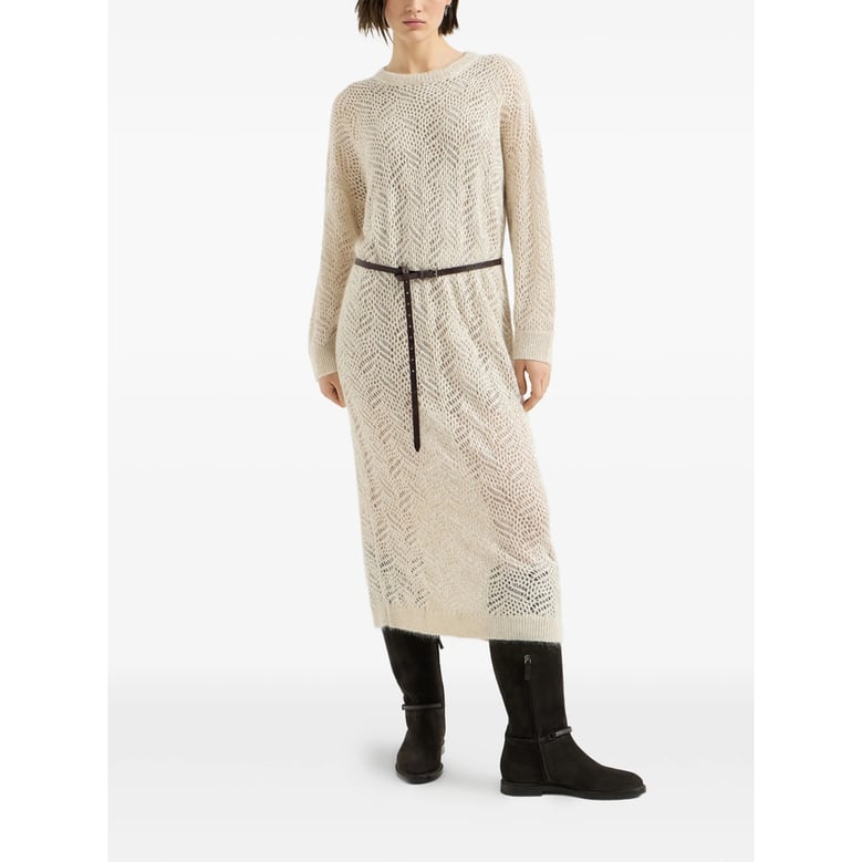 open-knit mohair-blend dress neutrals by Selfnex