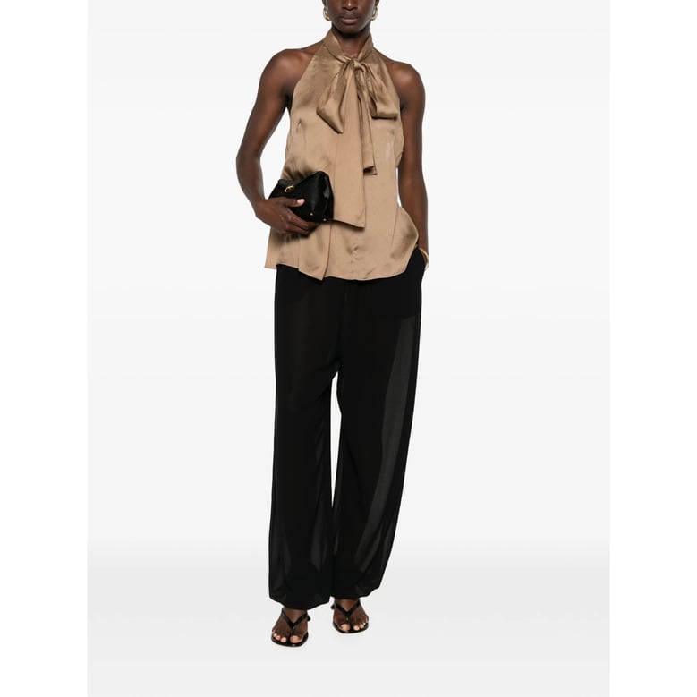 top pussy-bow halterneck silk brown by Selfnex