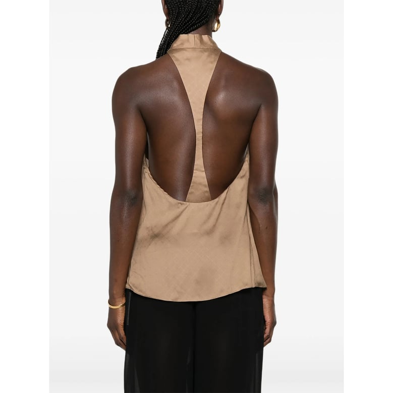 top pussy-bow halterneck silk brown by Selfnex