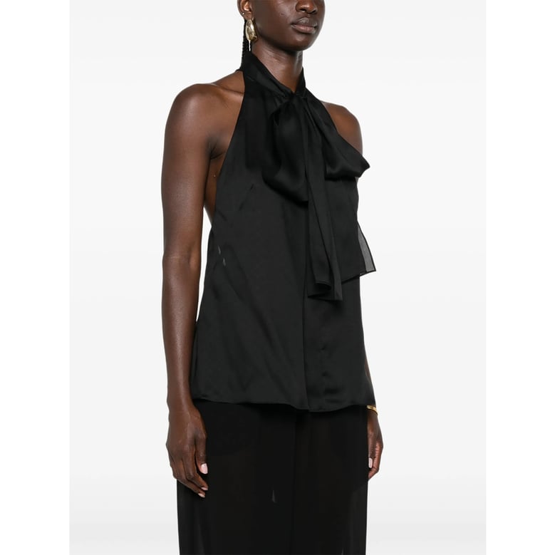 top halterneck silk black by Selfnex