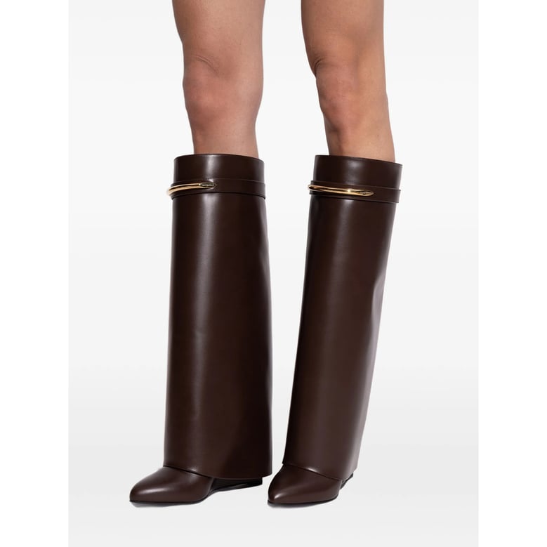 pointed toe leather ankle boots brown by Selfnex