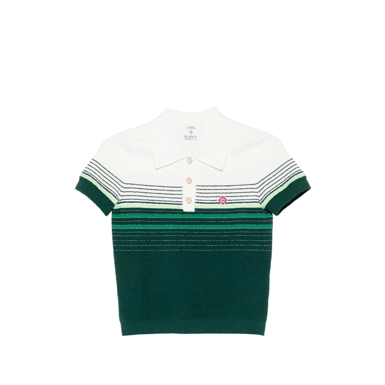 short-sleeve polo sweater green/white by Selfnex