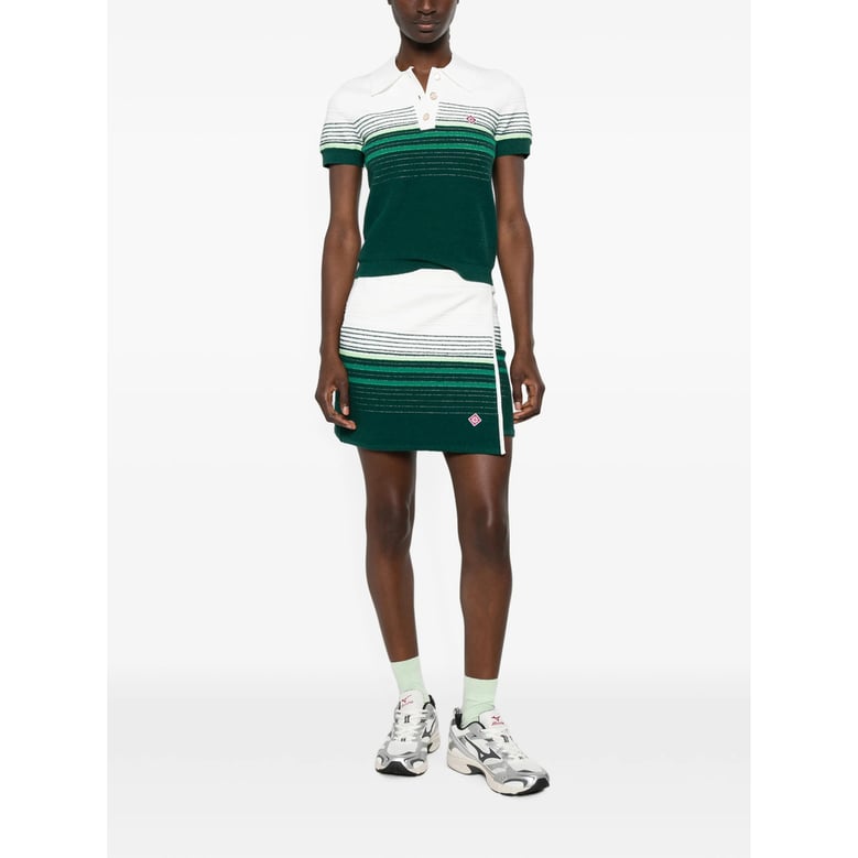 short-sleeve polo sweater green/white by Selfnex