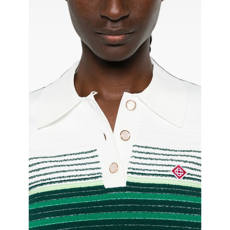 short-sleeve polo sweater green/white by Selfnex
