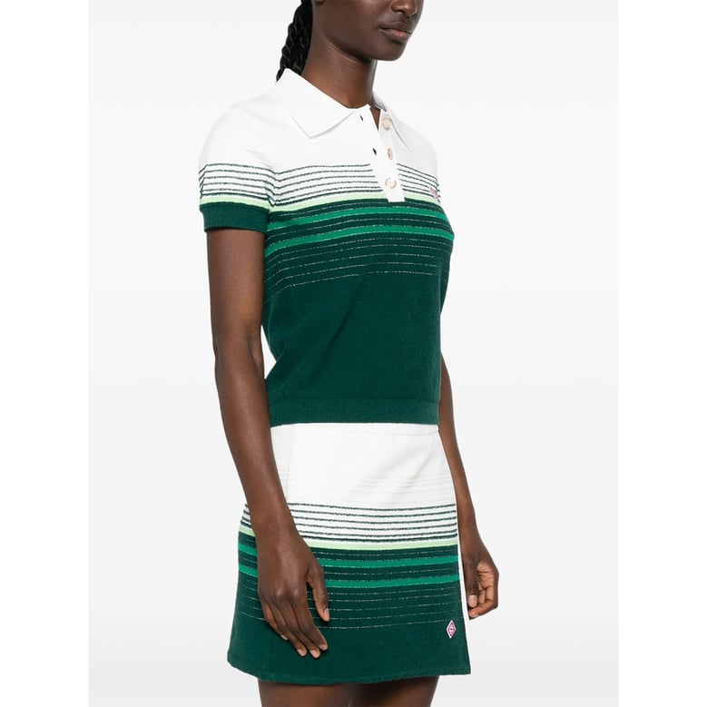 short-sleeve polo sweater green/white by Selfnex