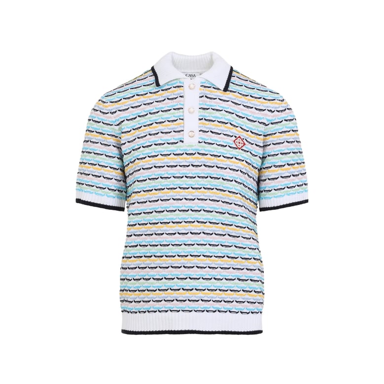 knit polo sweater white by Selfnex