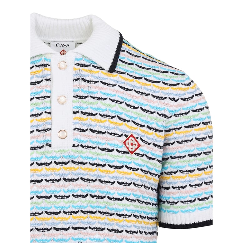 knit polo sweater white by Selfnex