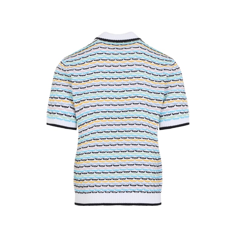 knit polo sweater white by Selfnex