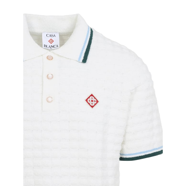 waffle-knit sweater white/blue by Selfnex