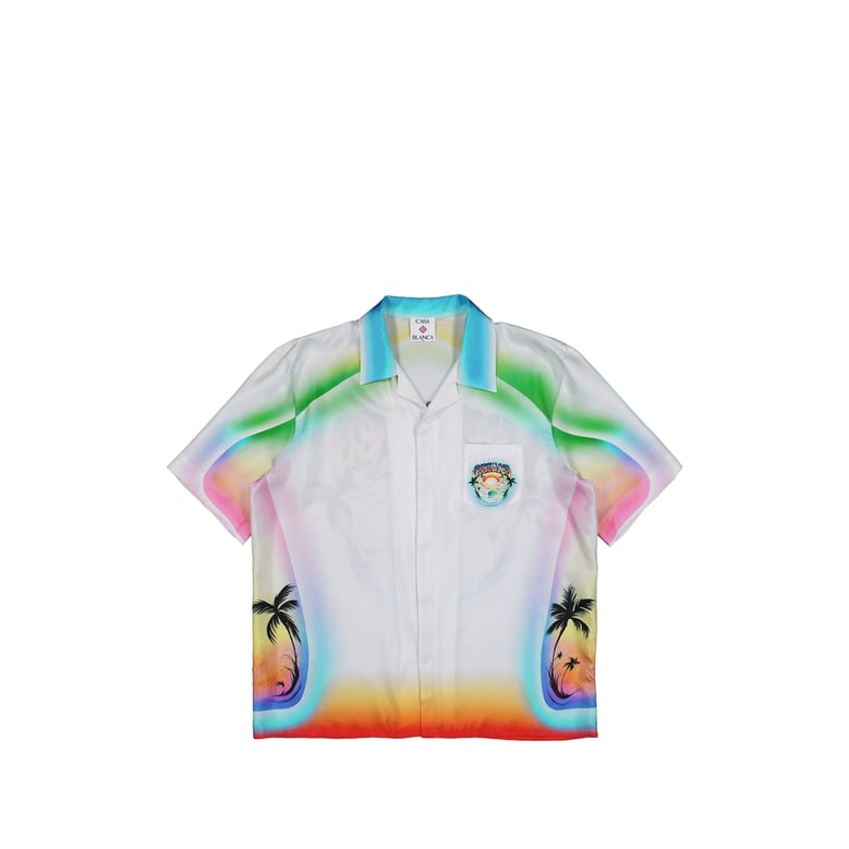 shirt cuban collar white silk by Selfnex