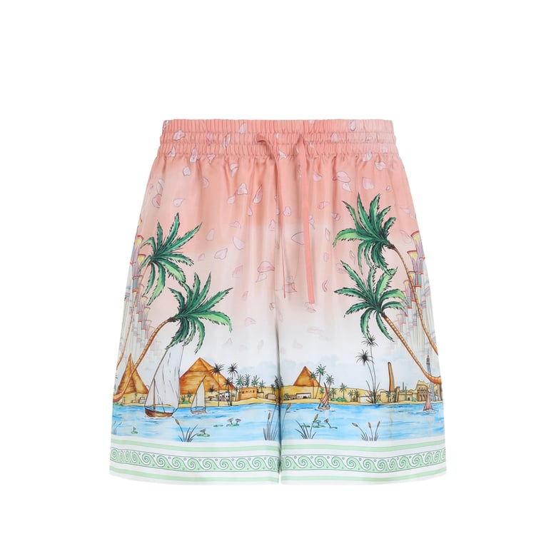 silk track shorts pink/white by Selfnex