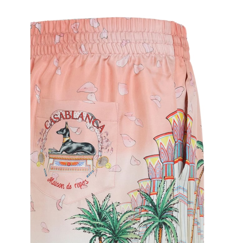silk track shorts pink/white by Selfnex