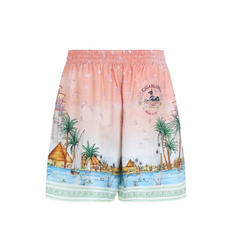 silk track shorts pink/white by Selfnex