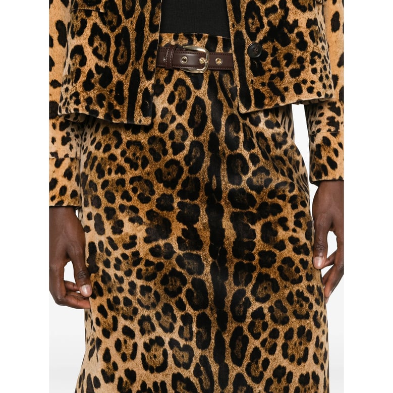 a-line leopard print belted skirt by Selfnex