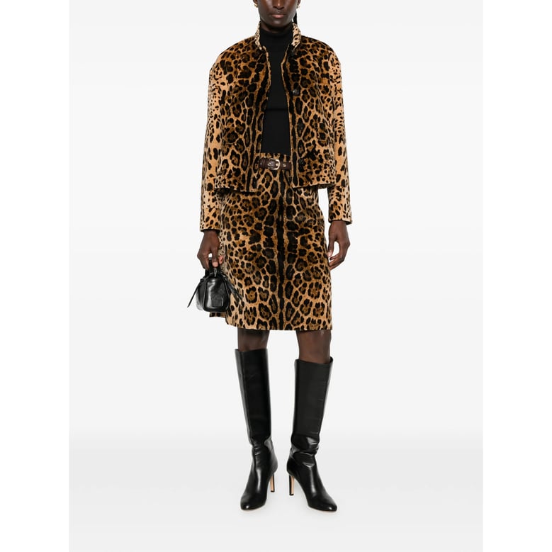 a-line leopard print belted skirt by Selfnex