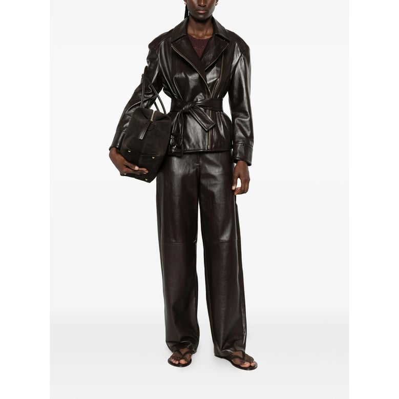 leather trousers dark brown by Selfnex