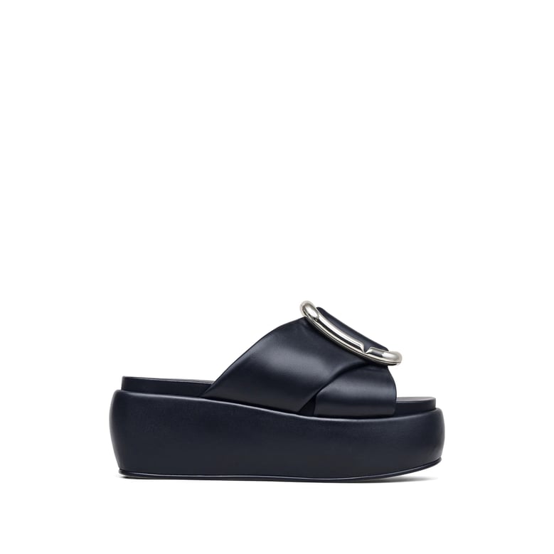 platform mules black calf leather by Selfnex