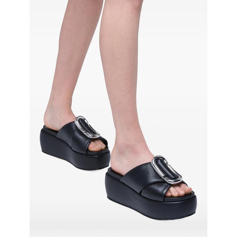 platform mules black calf leather by Selfnex