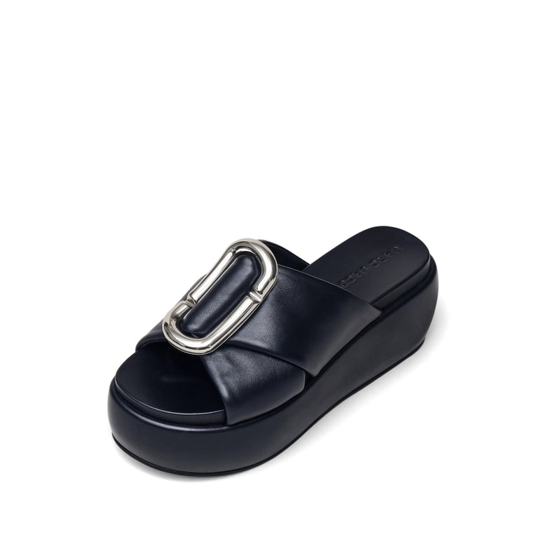 platform mules black calf leather by Selfnex