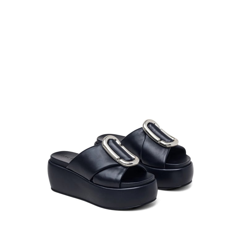 platform mules black calf leather by Selfnex