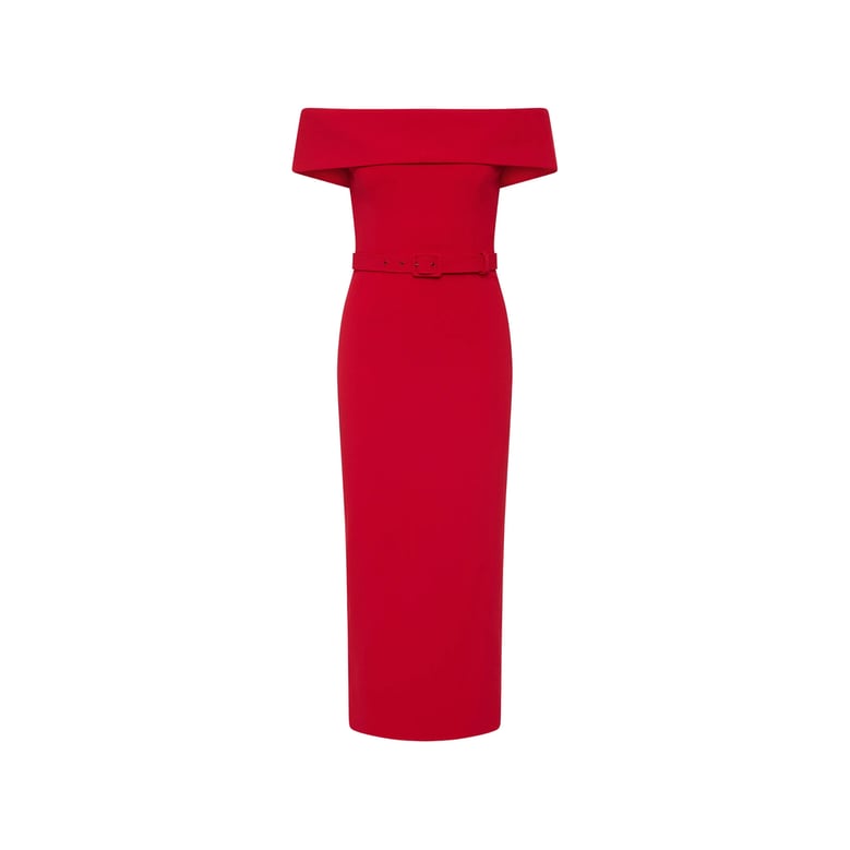 dress in red crepe by Selfnex