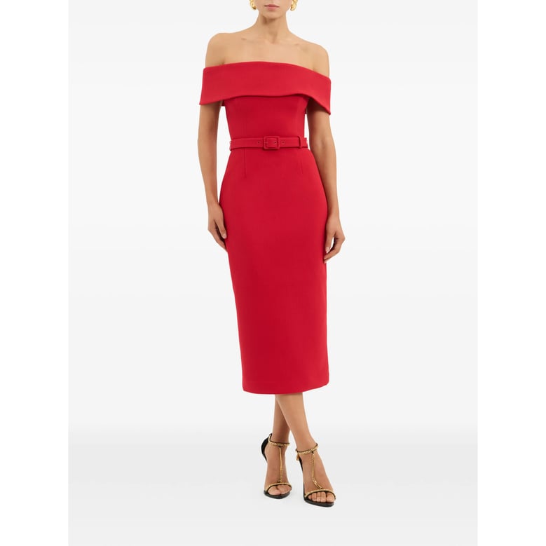 dress in red crepe by Selfnex