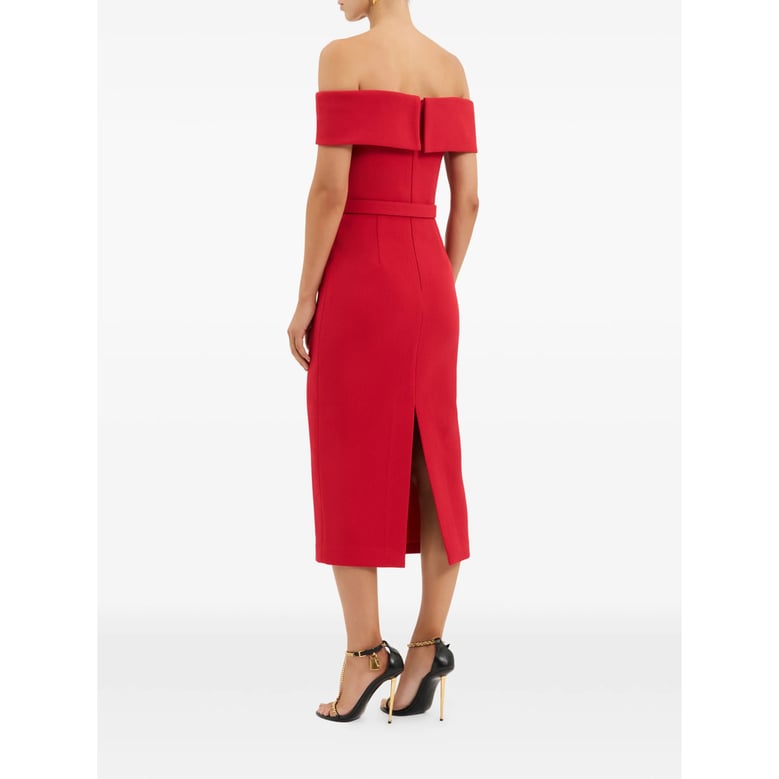 dress in red crepe by Selfnex