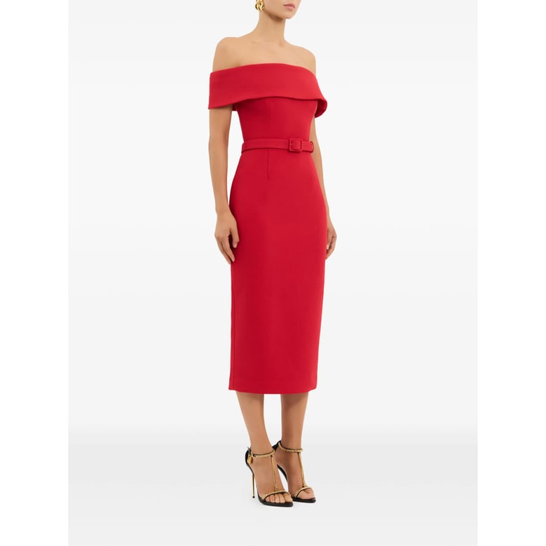 dress in red crepe by Selfnex