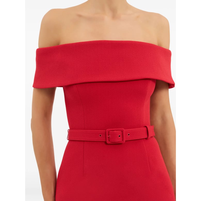 dress in red crepe by Selfnex