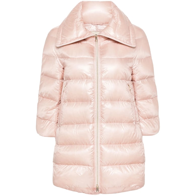 quilted down coat light pink by Selfnex