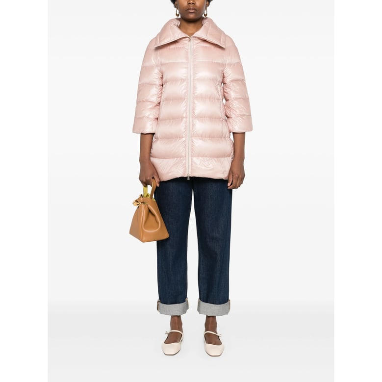 quilted down coat light pink by Selfnex