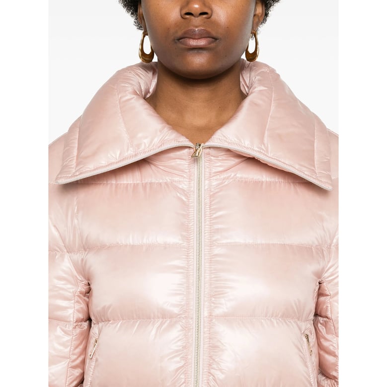 quilted down coat light pink by Selfnex