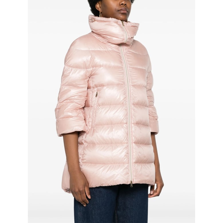 quilted down coat light pink by Selfnex