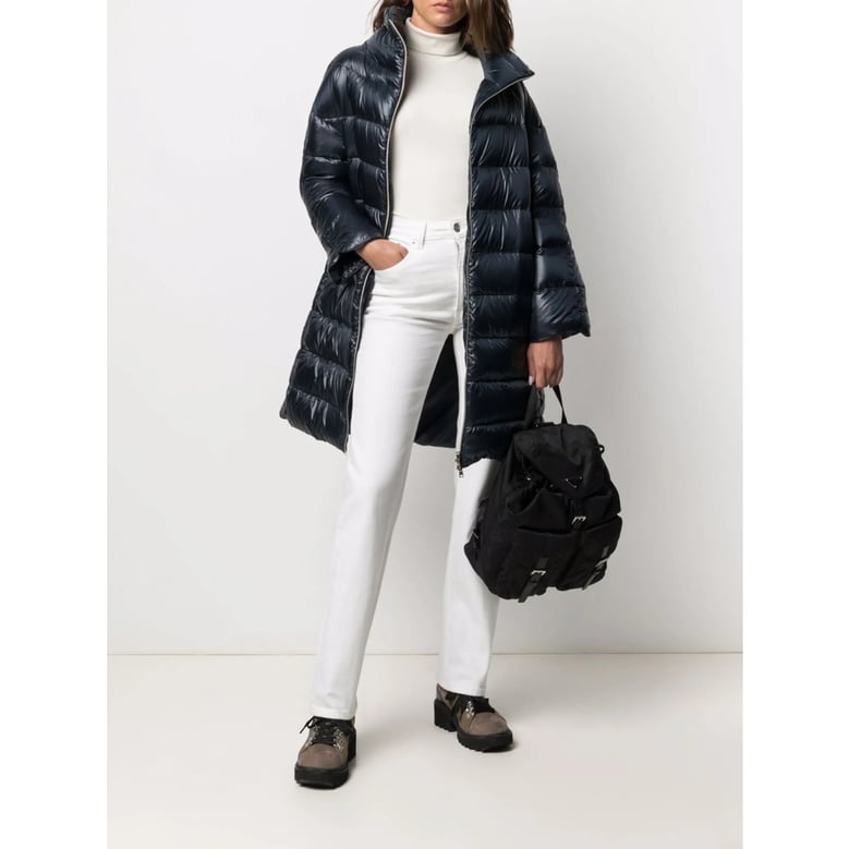 mid-length down jacket blue by Selfnex