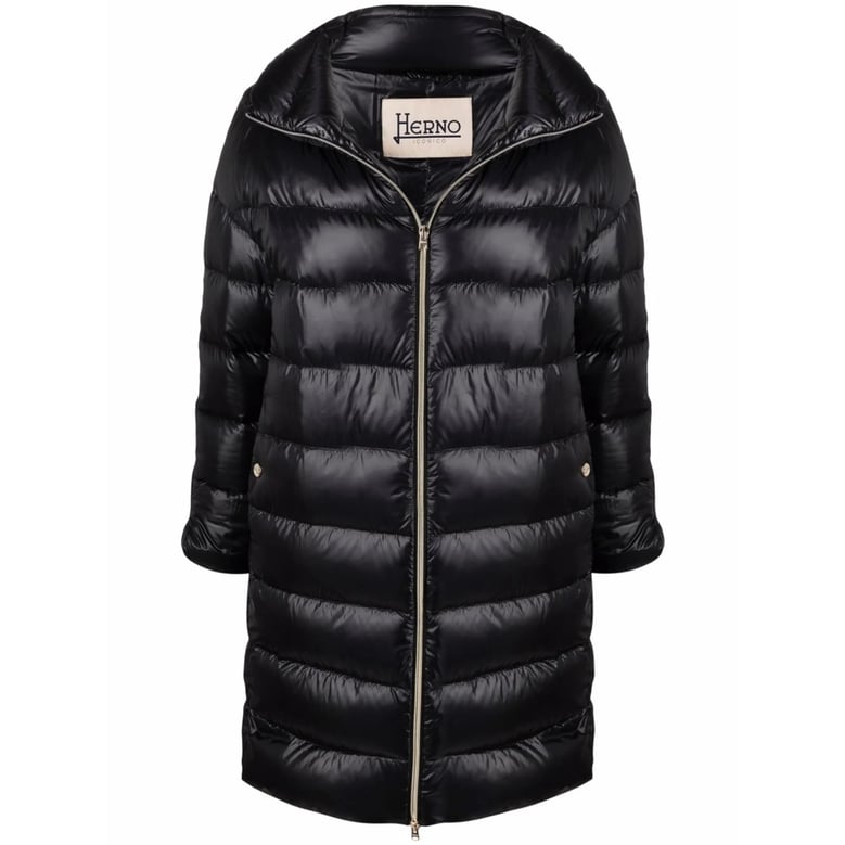 coat knee-length down black by Selfnex