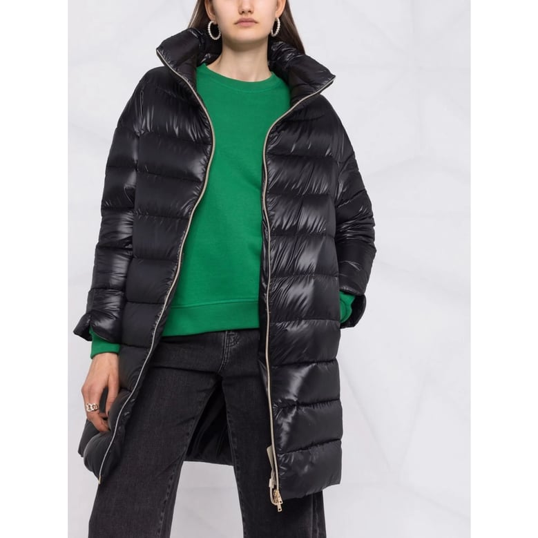 coat knee-length down black by Selfnex