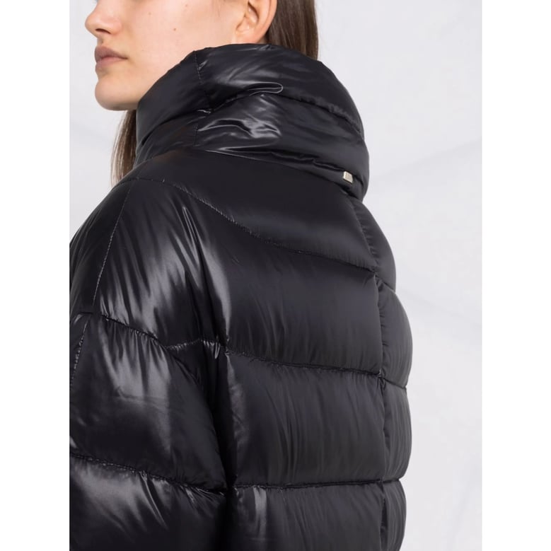 coat knee-length down black by Selfnex