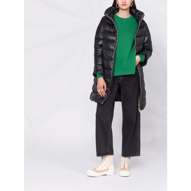 coat knee-length down black by Selfnex