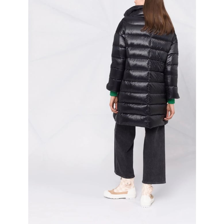 coat knee-length down black by Selfnex