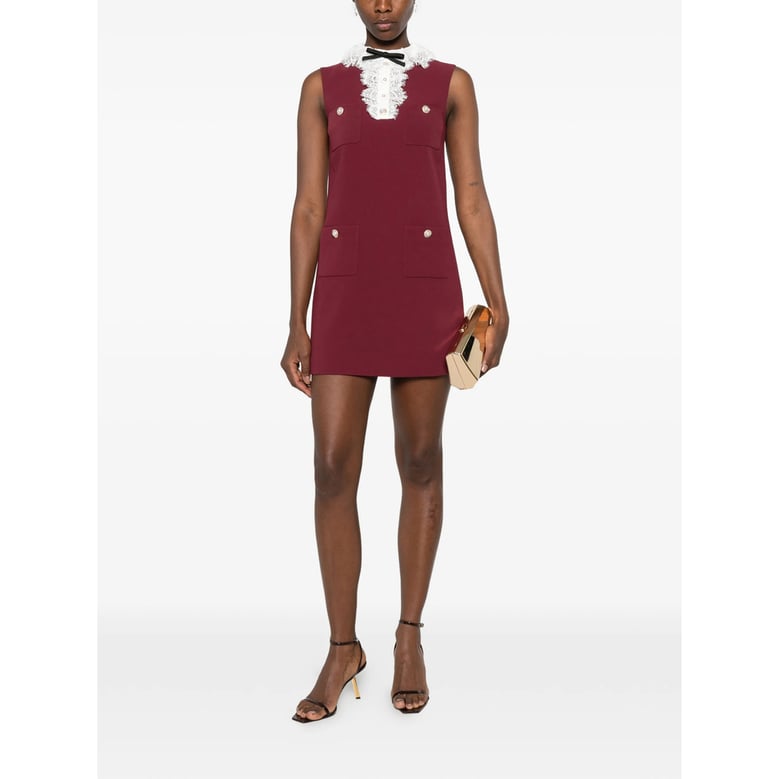 dress with lace trim, red by Selfnex