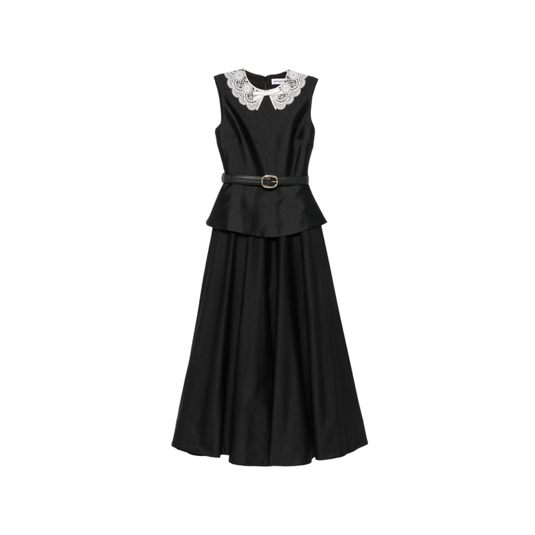dress with lace-embroidered collar black by Selfnex