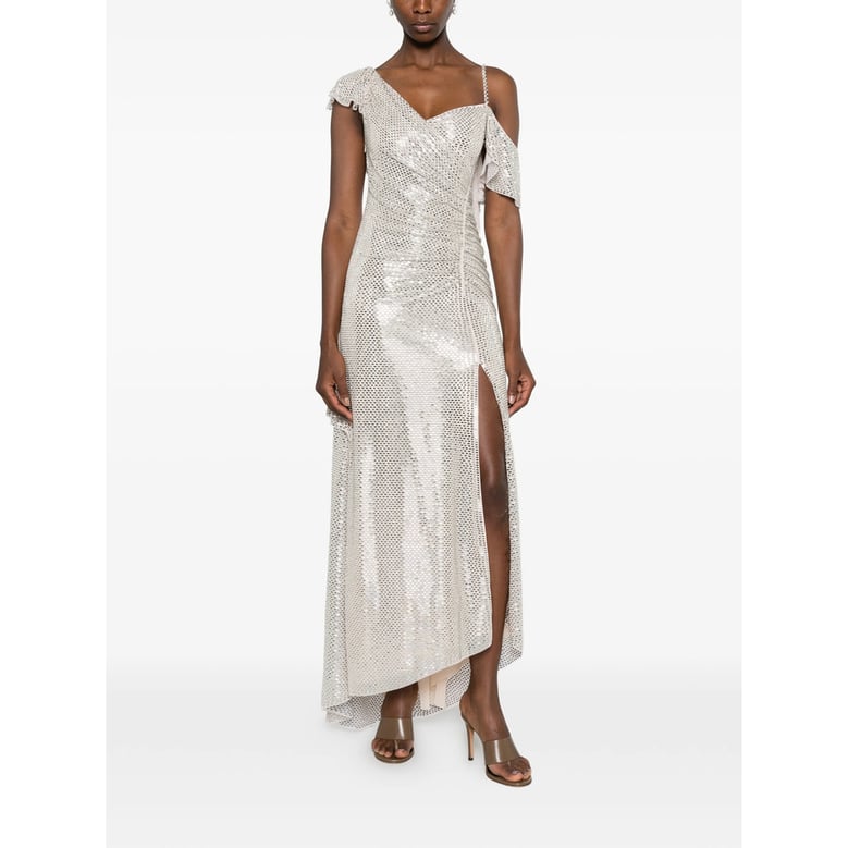 dress with silver sequin & ruffles by Selfnex