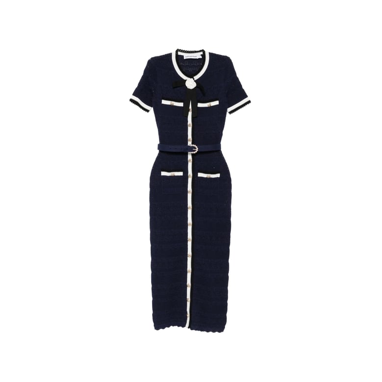 dress pointelle knit blue by Selfnex