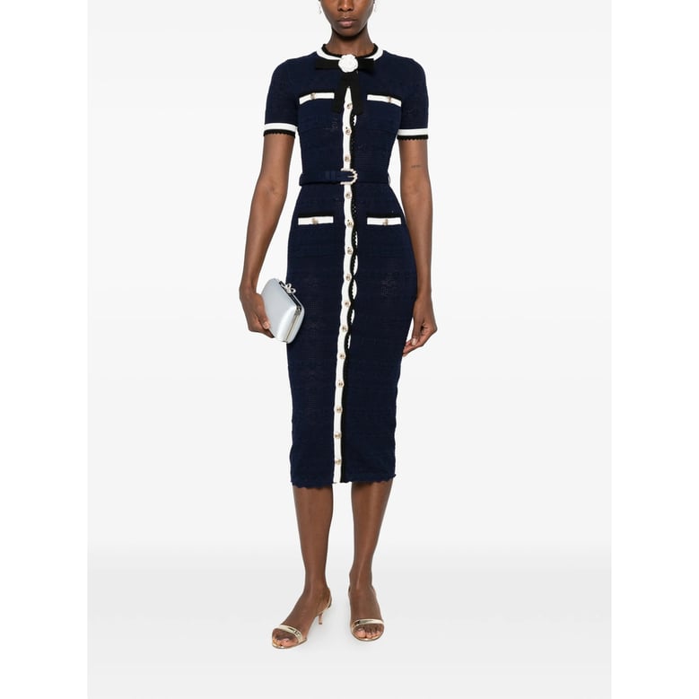 dress pointelle knit blue by Selfnex