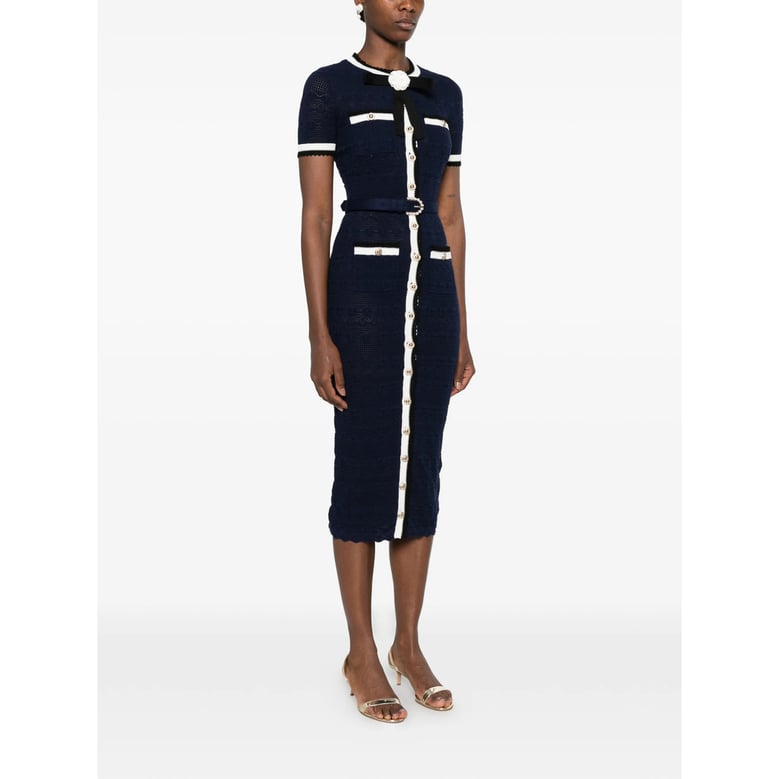 dress pointelle knit blue by Selfnex